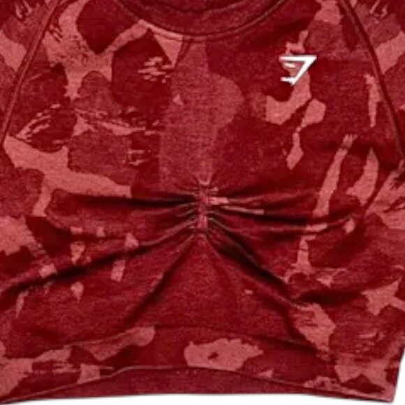 Gymshark Adapt Camo Seamless Long Sleeve Crop Top Maroon S - Picture 4 of 8